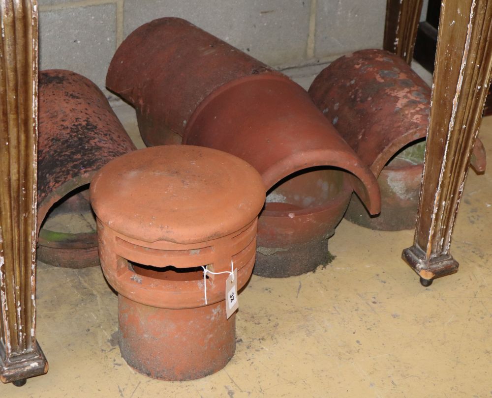 Five chimney cowlings, largest 29cm high